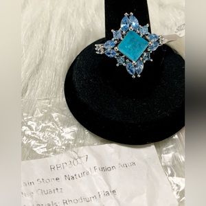 💙🩵 Bomb Party Natural Aqua Blue Quartz Ring 🩵💙
